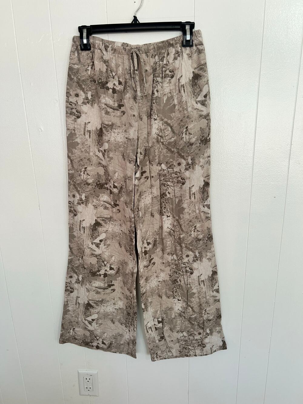 Sincerely Jules Linen Bland Camo Pants Wide Leg Size Small Excelent Condition XC